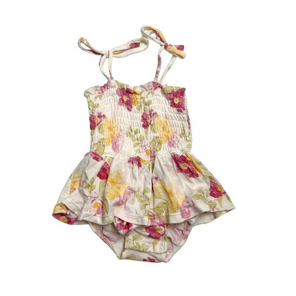 Angel Dear Smocked Camellia Skirted Bubble Romper - Picture 1 of 5